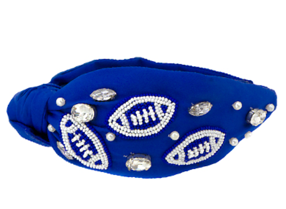 GAME DAY BEADED EMBELLISHED HEADBAND - NAVY/RED