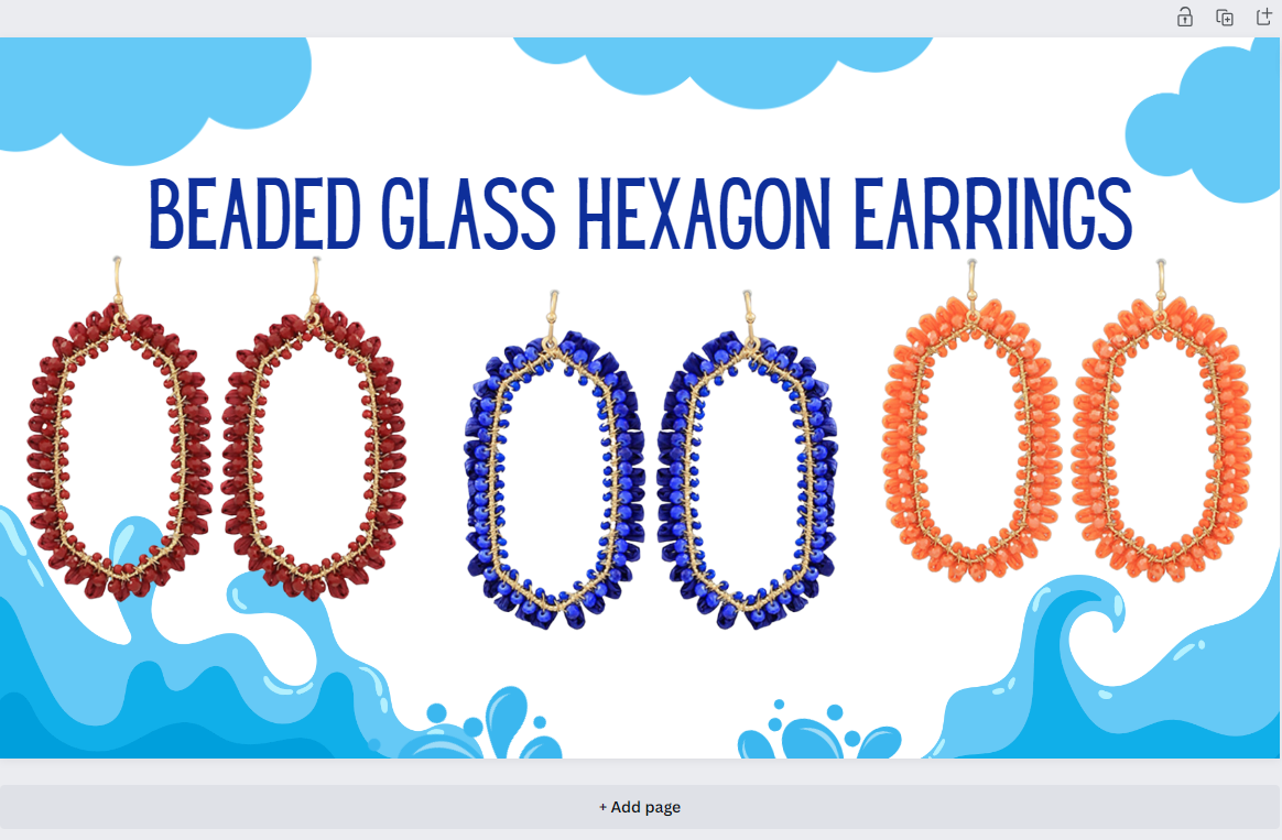 Beads Glass Hexagon Earrings