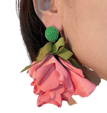 Flower Cloth Drop Earrings