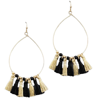 College Tassel & Bead Teardrop Earrings