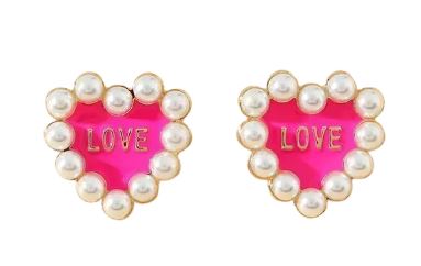 Valentine Day Pearl Heart Earrings