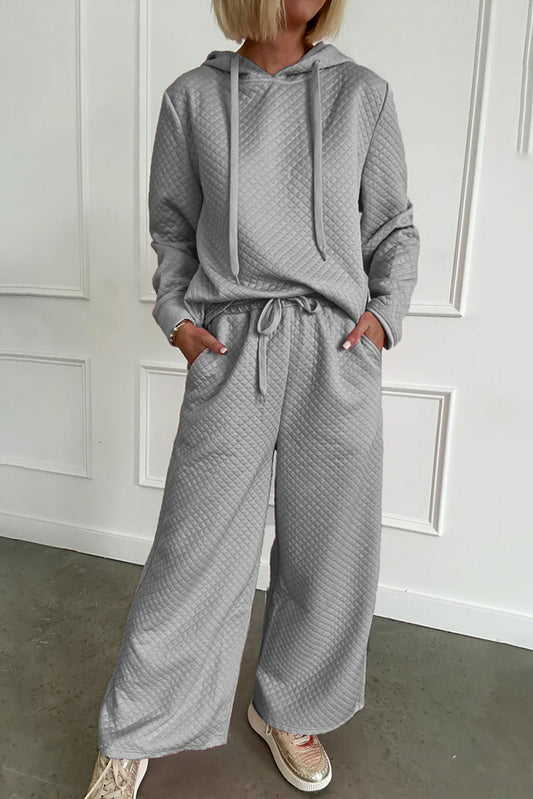 Long Sleeve Hooded Pullover & Wide Leg Pants Set