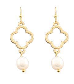 Two-Tone Clover & Freshwater Pearl Earrings