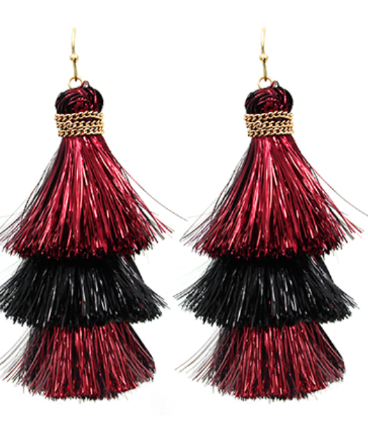 Tinsel Tiered Tassel Earrings