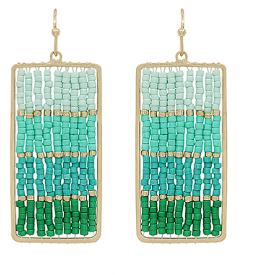 Rectangle Beaded Wire Earrings