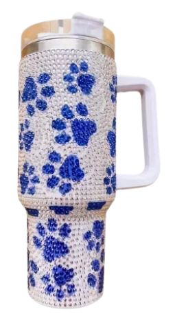 40oz Paw Print Rhinestone Insulated Tumbler