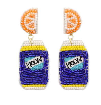 Beaded Blue Moon Earrings