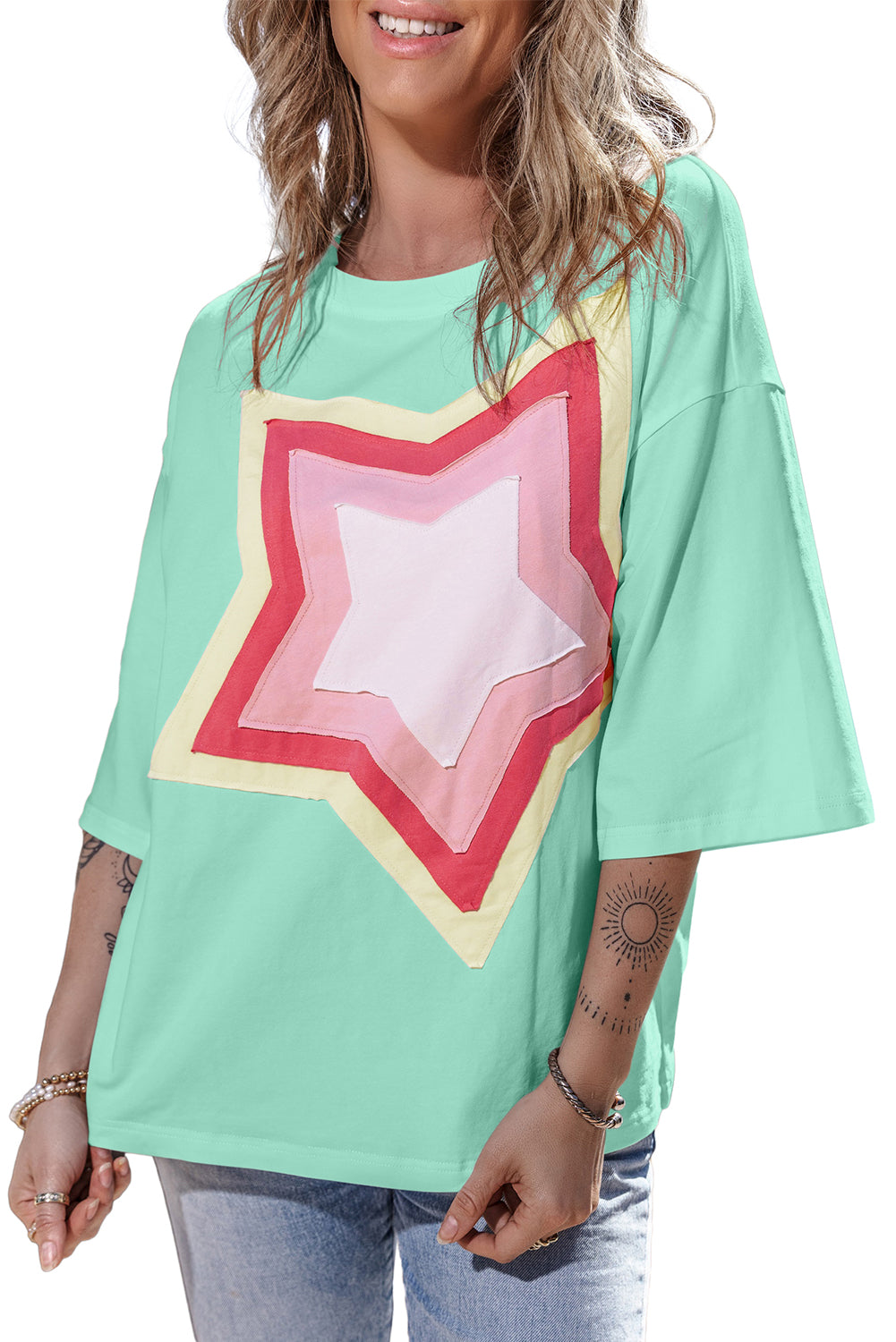 Star Half Sleeve Oversized Tee