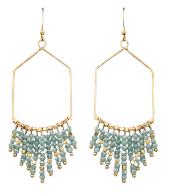 Beaded Fringe Pentagon Earrings