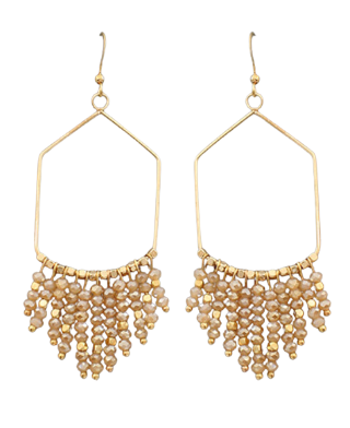 Beaded Fringe Pentagon Earrings