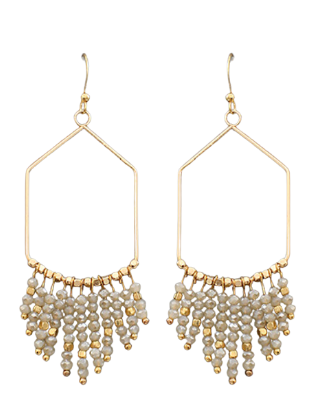 Beaded Fringe Pentagon Earrings