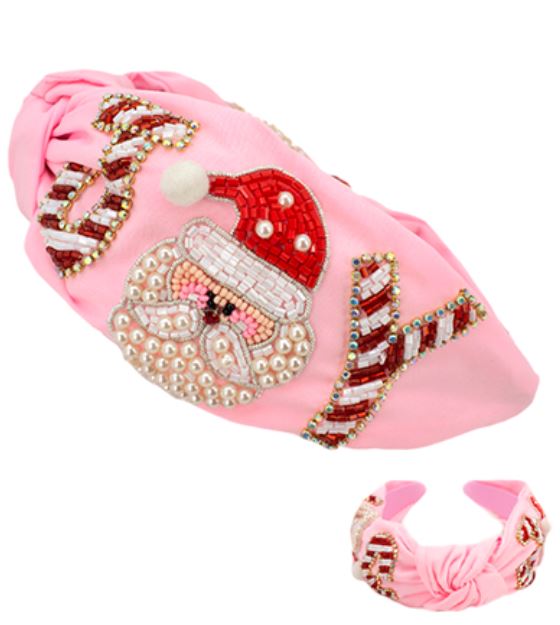 Christmas 'Joy' Santa headband Pink