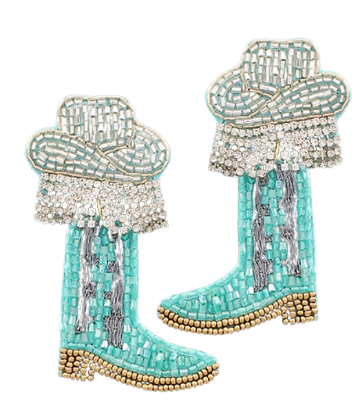 Beaded Rodeo Girl - Cowboy Hat & Boot Earrings