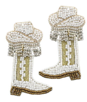 Beaded Rodeo Girl - Cowboy Hat & Boot Earrings