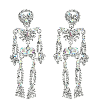 Halloween Rhinestone Skeleton Earrings