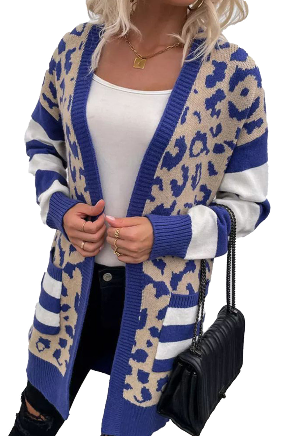 Stripe Jaguar Print Cardigan