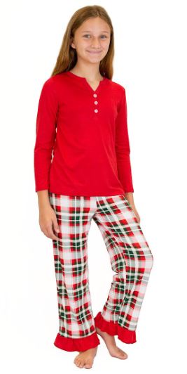 Girl's Mansfield Plaid Ruffle Sleep Pants