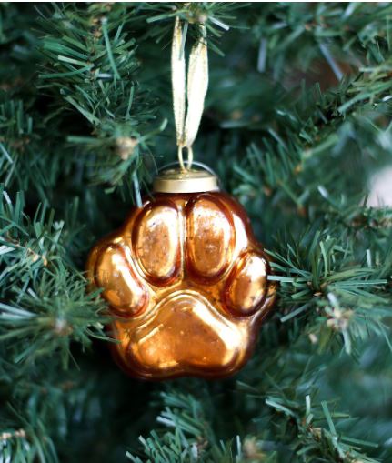 Jaguar Paw Glass Ornament Orange