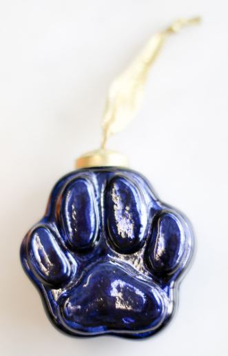 Jaguar Paw Glass Ornament Blue