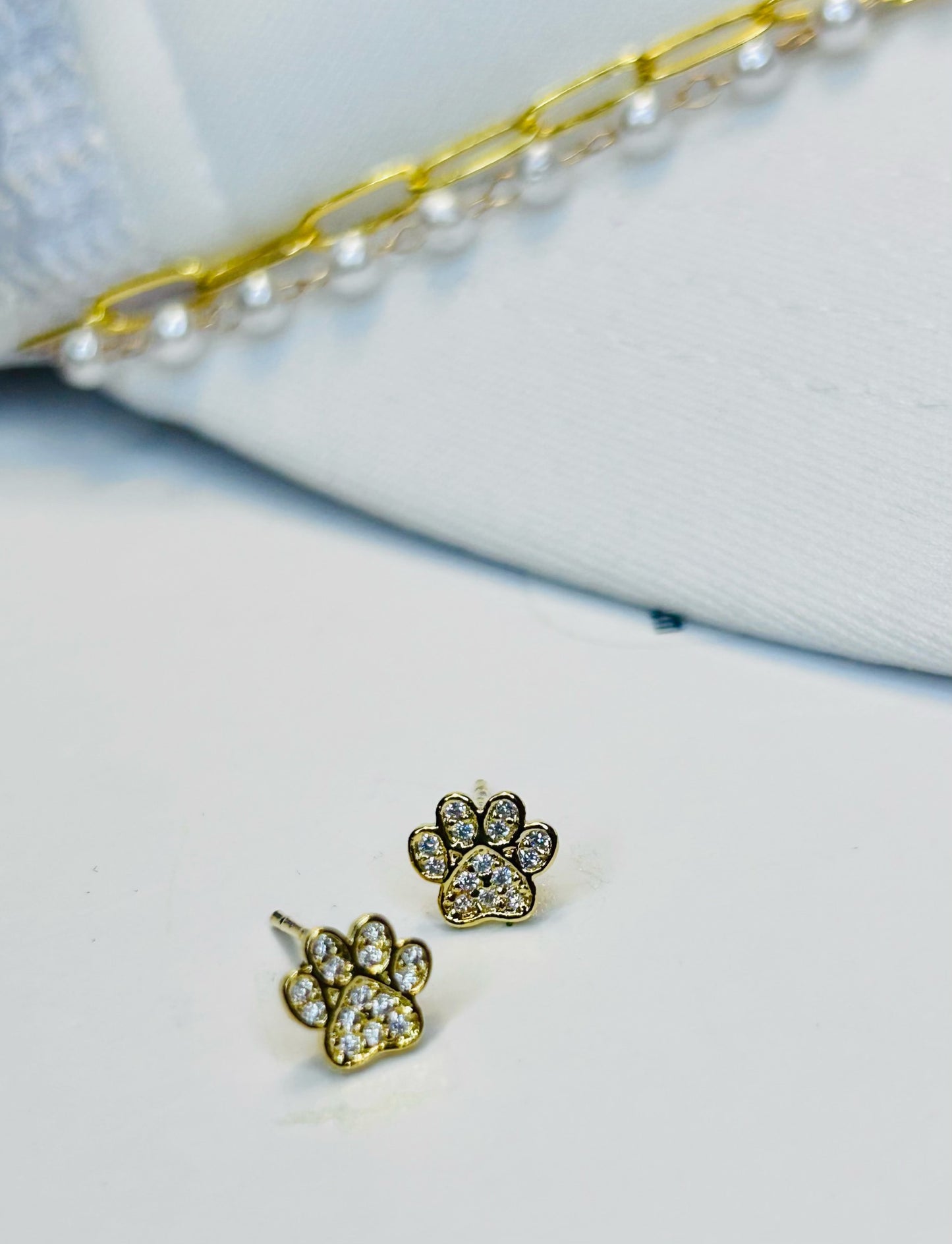 Paw Print CZ Studs