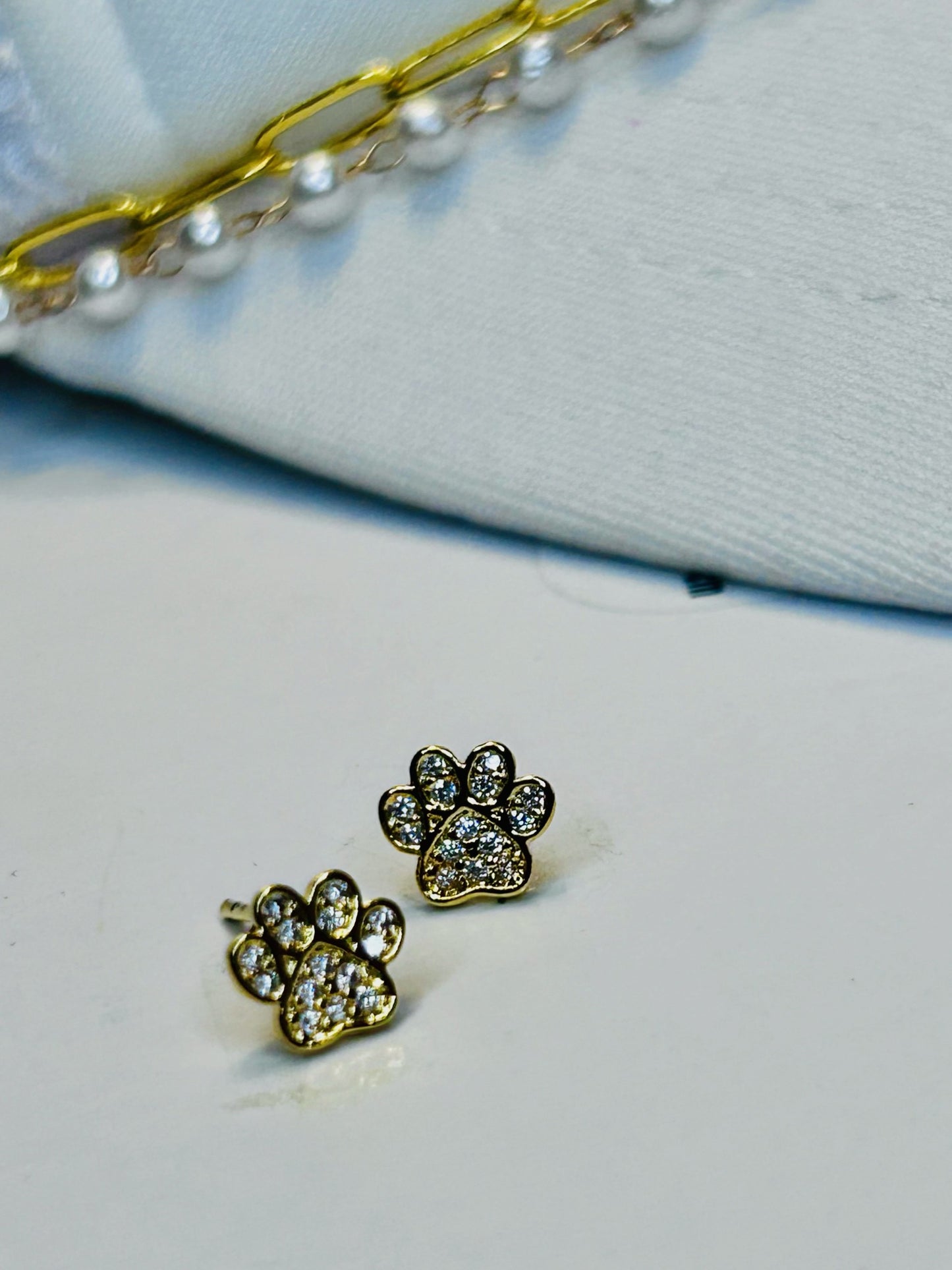 Paw Print CZ Studs