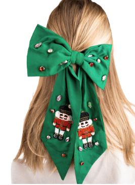 Nutcracker Green Hair Bow