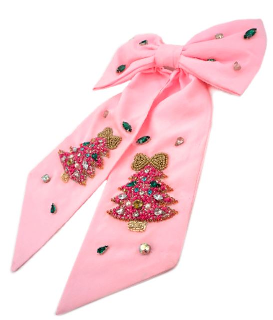 Pink Christmas Tree Hair Ribbon