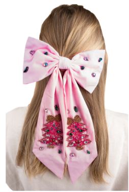 Pink Christmas Tree Hair Ribbon