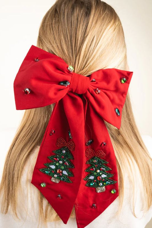 Red Christmas Tree Hair Ribbon