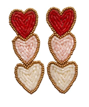 Valentine Beaded Heart Drop Earrings