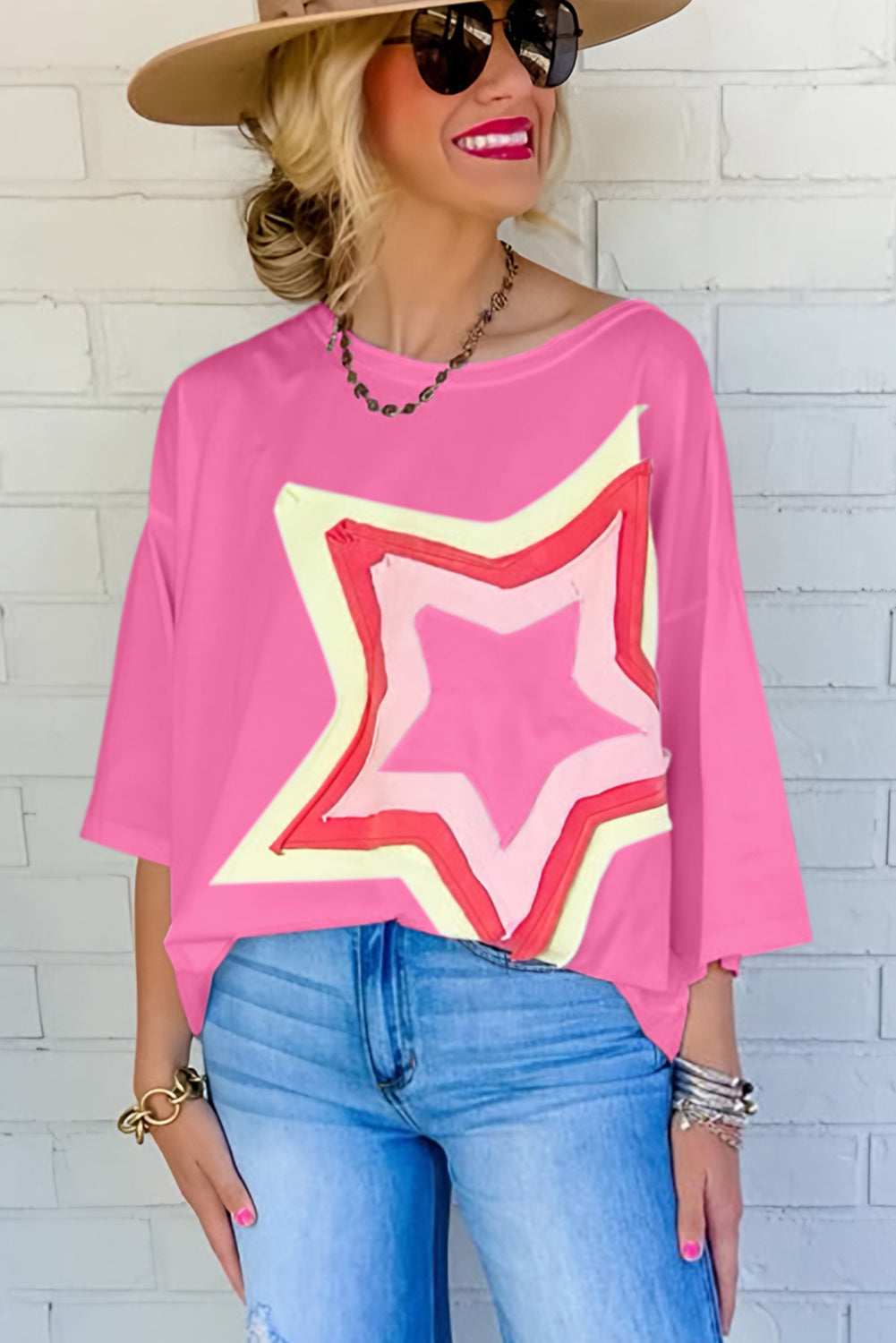 Star Half Sleeve Oversized Tee