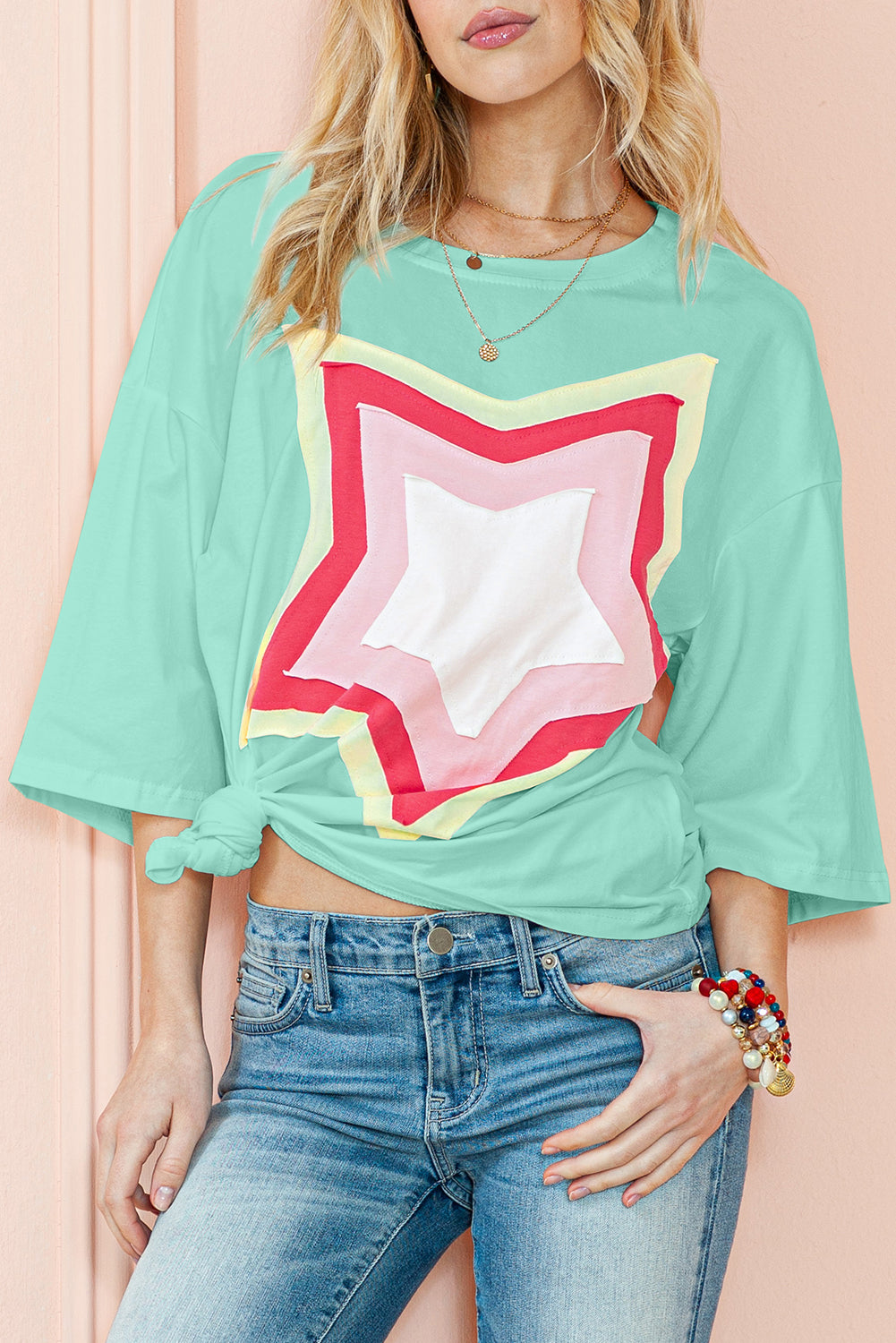 Star Half Sleeve Oversized Tee