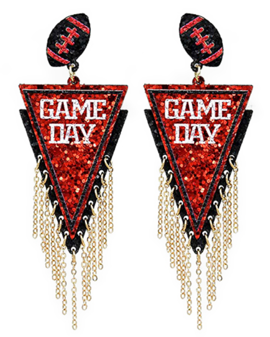 Football Gameday Flag Glitter Earrings