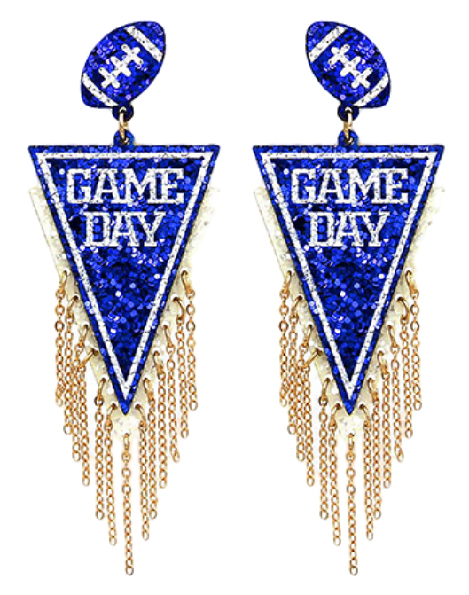 Football Gameday Flag Glitter Earrings