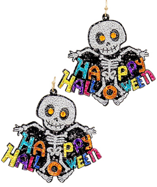 Halloween Skeleton Glitter Earrings