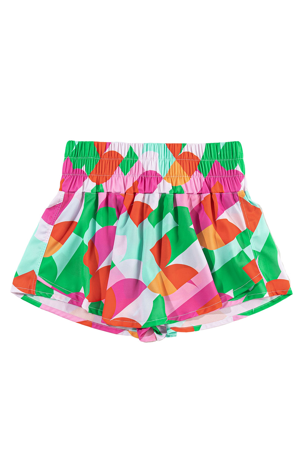 Abstract Smocked Waist Flared Shorts