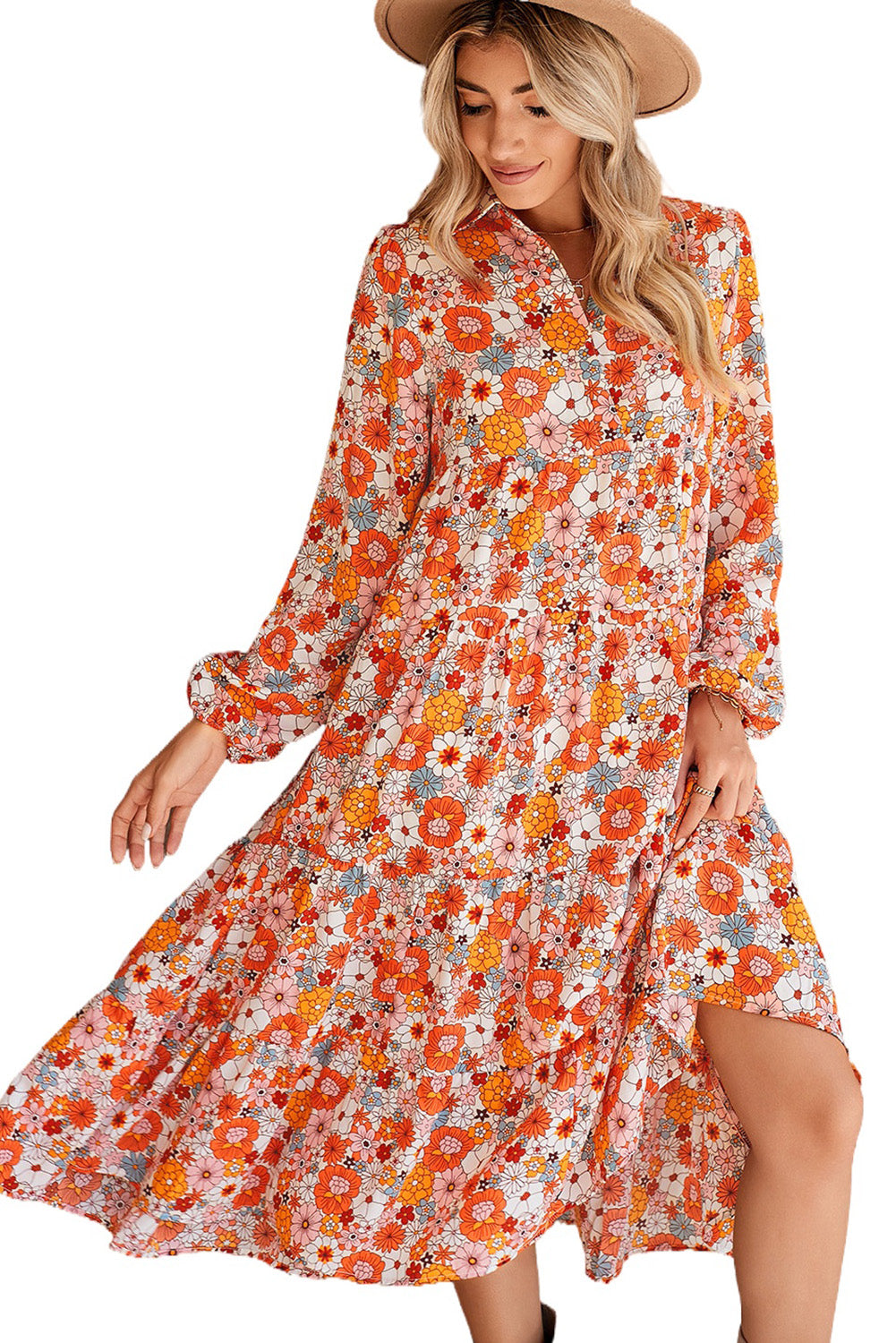 Boho Floral Long Sleeve Dress