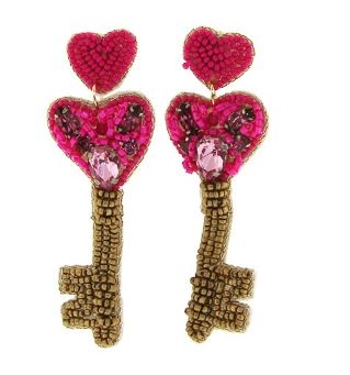 Valentine Heart Key Earrings