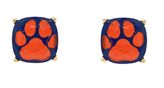 Paw Print Square Studs