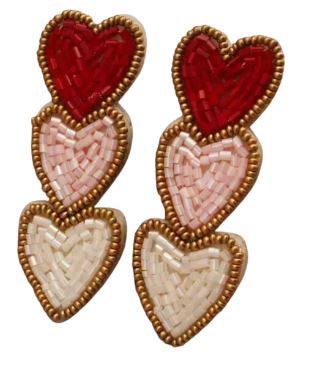 Valentine Beaded Heart Drop Earrings