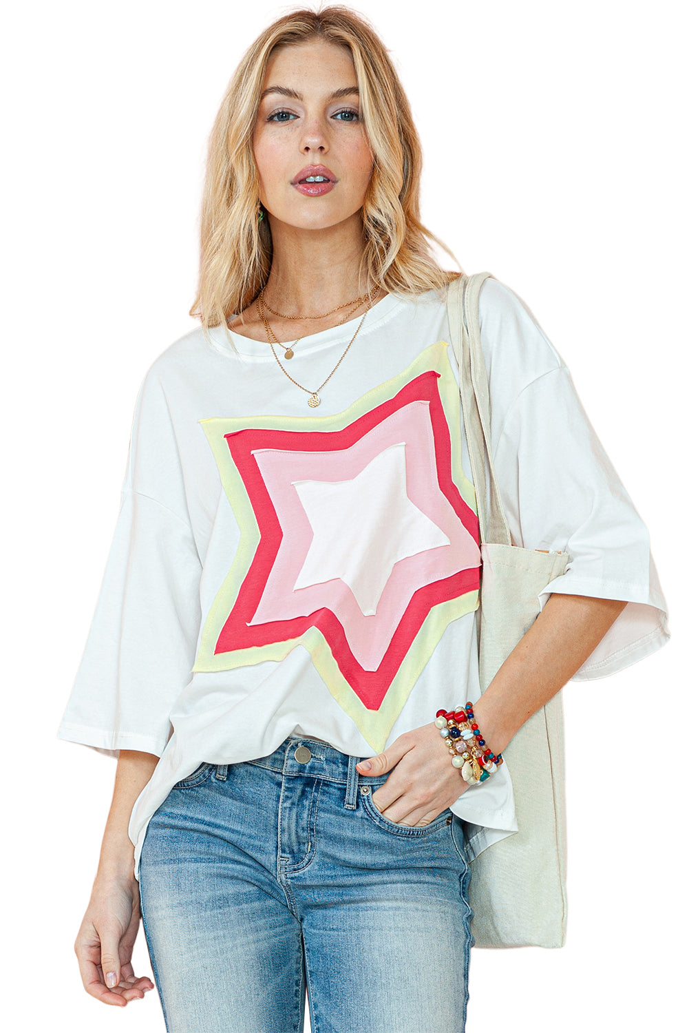 Star Half Sleeve Oversized Tee