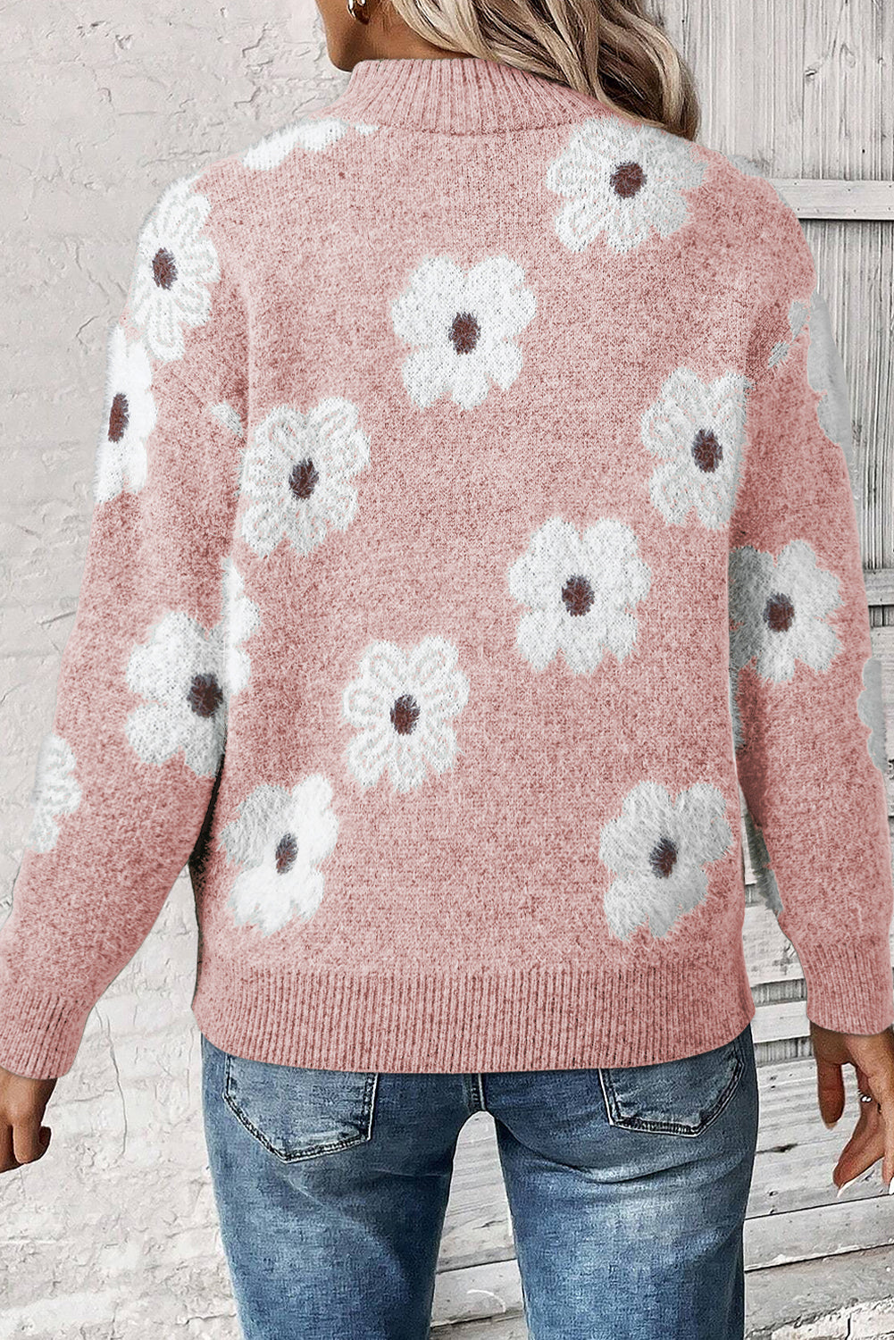 Floral Half Zip Sweater