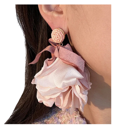 Flower Cloth Drop Earrings