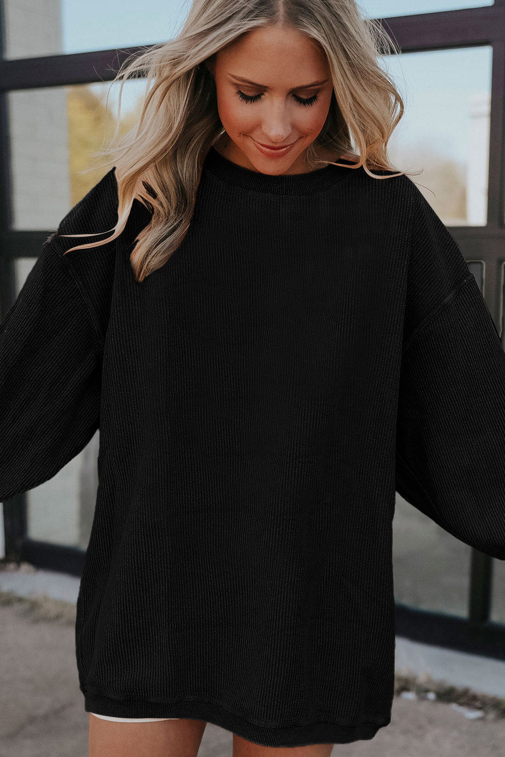 Ribbed Oversized Sweatshirt