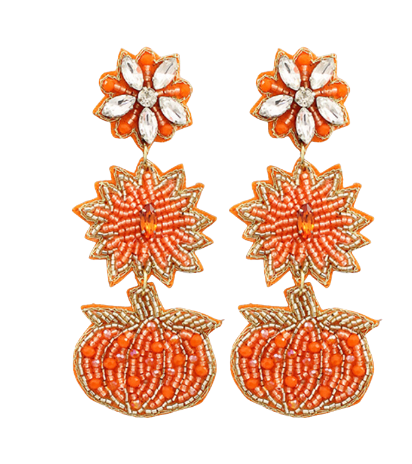 Beaded Pumpkin Earrings