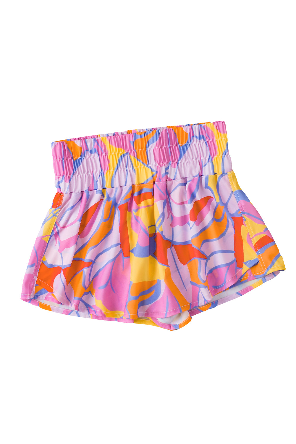 Abstract Smocked Waist Flared Shorts