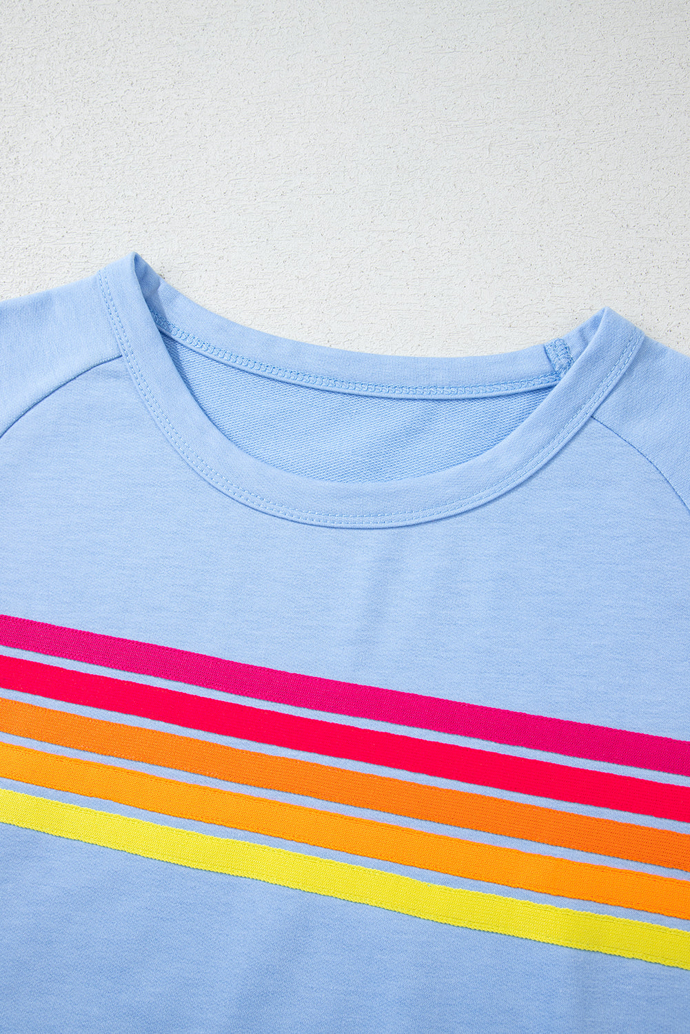 Beau Blue Colorful Striped Casual Tee