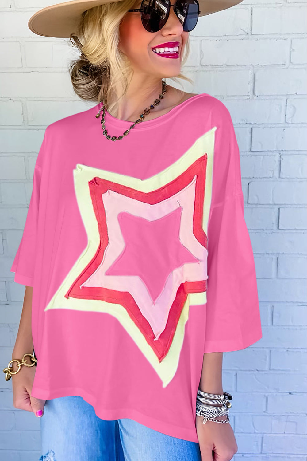 Star Half Sleeve Oversized Tee