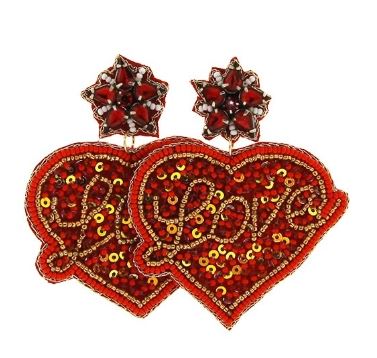 Valentine Love Red Heart Earrings