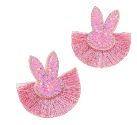 Easter Bunny Tassle Trim Earrings